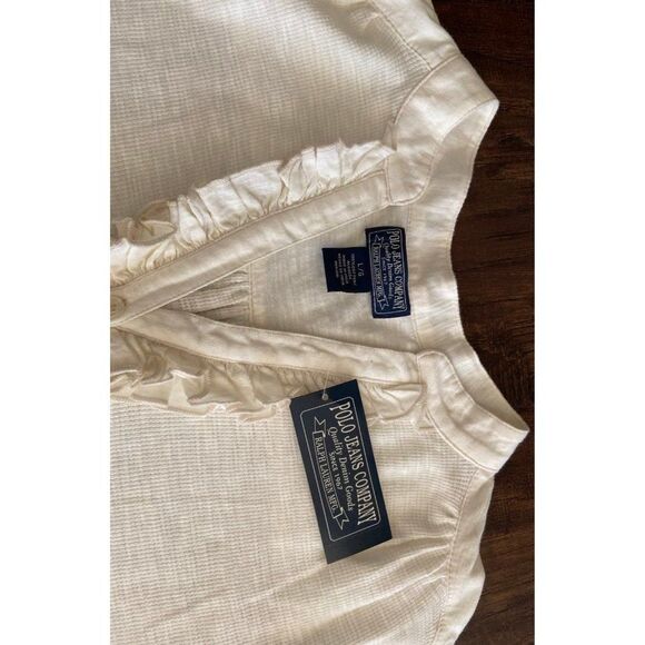 Polo Jeans Company beige long sleeve ruffle top - Picture 2 of 4